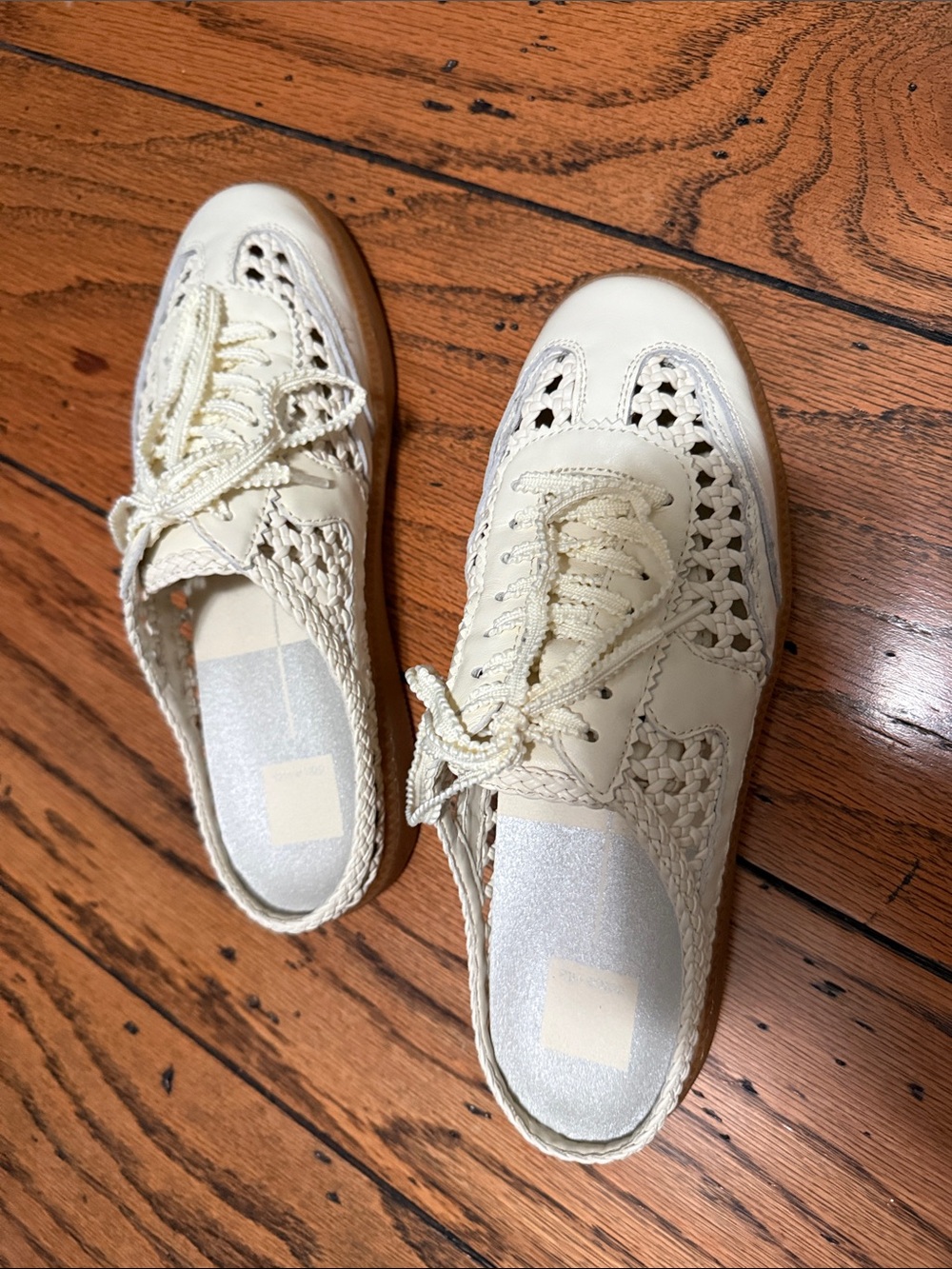 Dolce Vita Cream Crochet Lace-Up Sneakers
